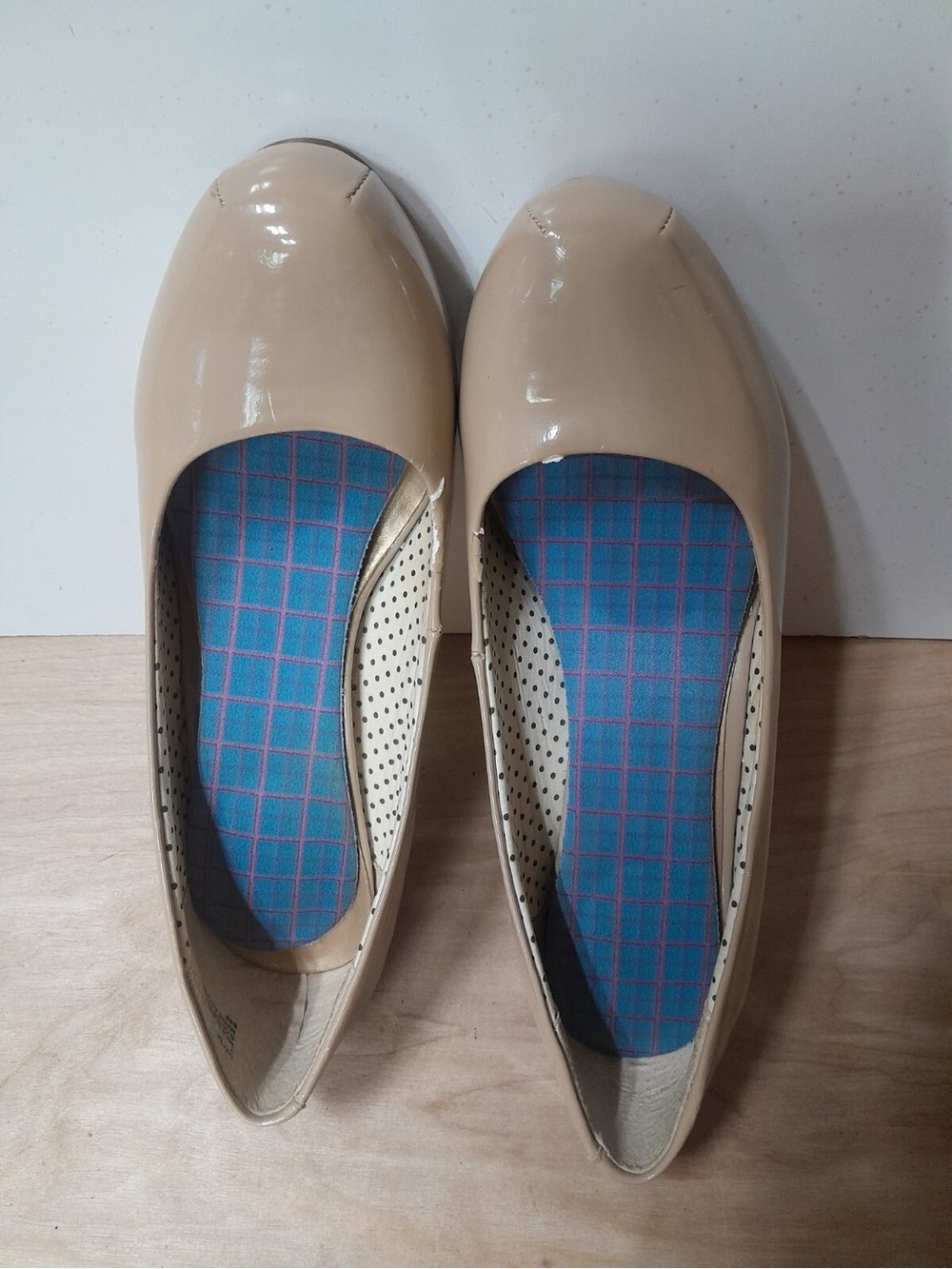 Nude Patent Comfort Ballet Flats - Women's Slip-On Shoe